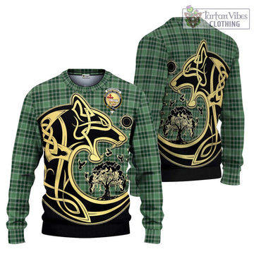 MacDonald Lord of the Isles Hunting Tartan Ugly Sweater with Family Crest Celtic Wolf Style