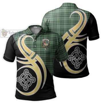 MacDonald Lord of the Isles Hunting Tartan Polo Shirt with Family Crest and Celtic Symbol Style