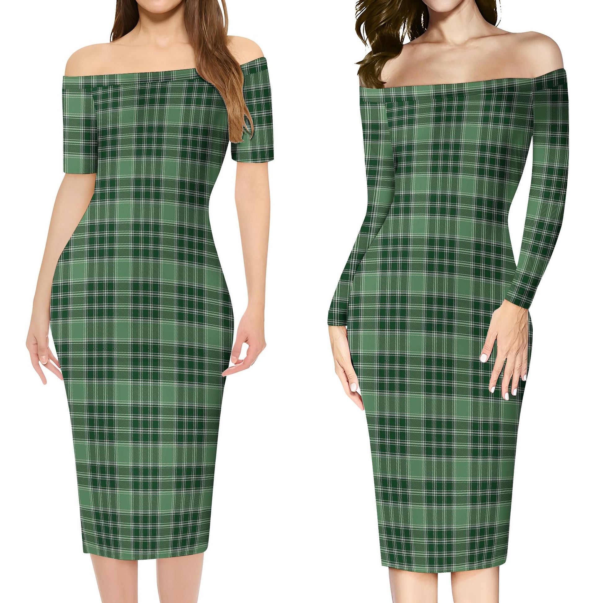 MacDonald Lord of the Isles Hunting Tartan Off Shoulder Lady Dress Women's Dress - Tartanvibesclothing