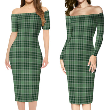 MacDonald Lord of the Isles Hunting Tartan Off Shoulder Lady Dress