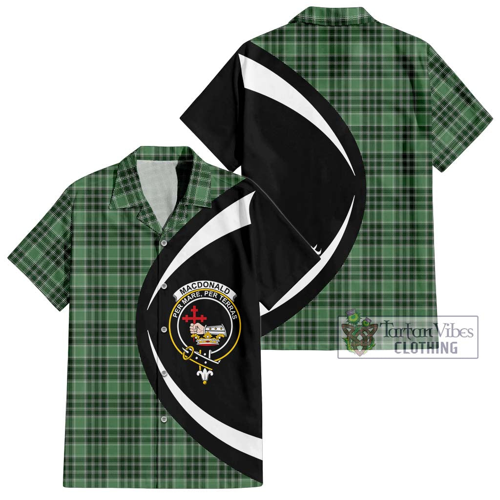 MacDonald Lord of the Isles Hunting Tartan Short Sleeve Button Up with Family Crest Circle Style Kid - Tartan Vibes Clothing