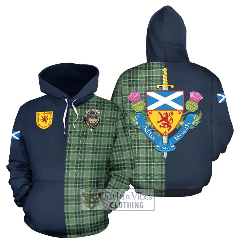 Tartan Vibes Clothing MacDonald Lord of the Isles Hunting Tartan Hoodie with Scottish Lion Royal Arm Half Style