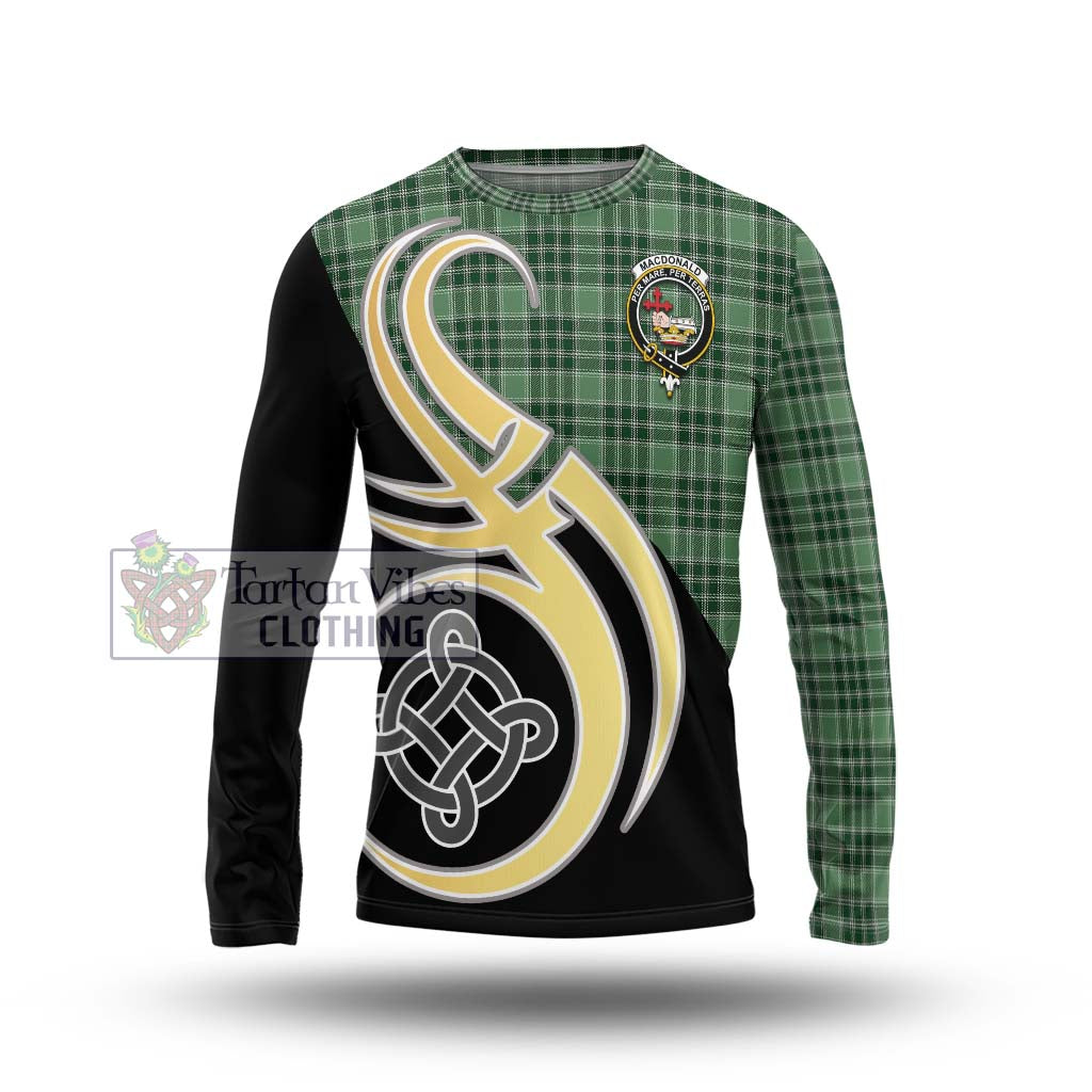 MacDonald Lord of the Isles Hunting Tartan Long Sleeve T-Shirt with Family Crest and Celtic Symbol Style Unisex - Tartan Vibes Clothing