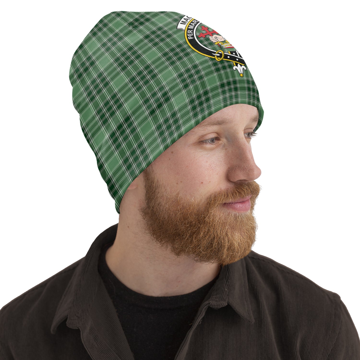 MacDonald Lord of the Isles Hunting Tartan Beanies Hat with Family Crest One Size 10.5*10.2 inches - Tartan Vibes Clothing