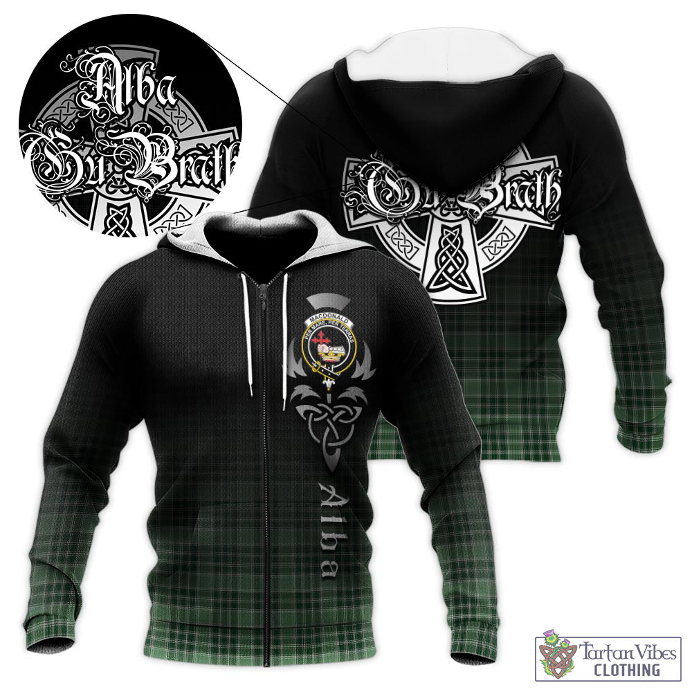 Tartan Vibes Clothing MacDonald Lord of the Isles Hunting Tartan Knitted Hoodie Featuring Alba Gu Brath Family Crest Celtic Inspired