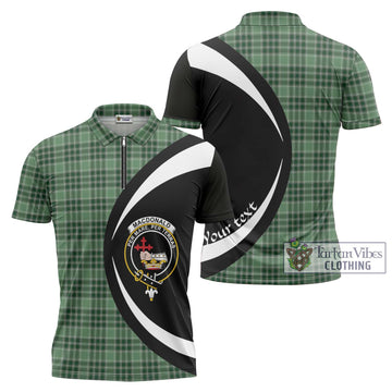 MacDonald Lord of the Isles Hunting Tartan Zipper Polo Shirt with Family Crest Circle Style