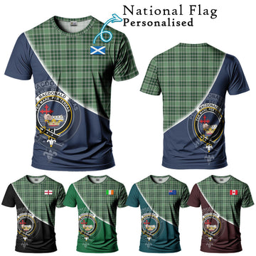 MacDonald Lord of the Isles Hunting Tartan T-Shirt with Personalised National Flag and Family Crest Half Style