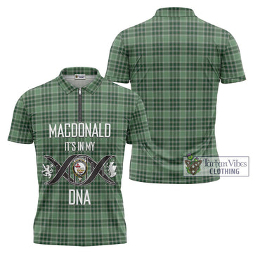 MacDonald Lord of the Isles Hunting Tartan Zipper Polo Shirt with Family Crest DNA In Me Style