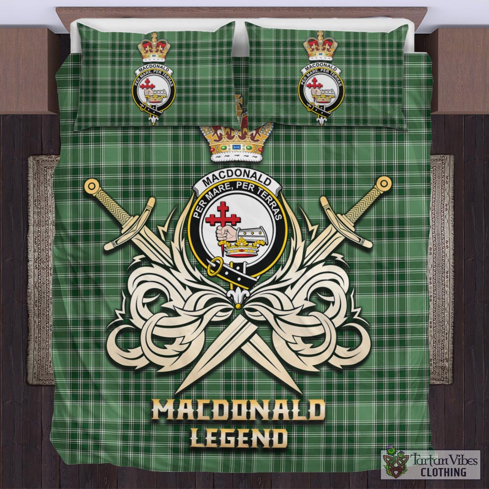 Tartan Vibes Clothing MacDonald Lord of the Isles Hunting Tartan Bedding Set with Clan Crest and the Golden Sword of Courageous Legacy