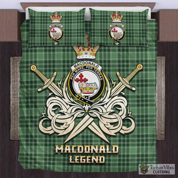 MacDonald Lord of the Isles Hunting Tartan Bedding Set with Clan Crest and the Golden Sword of Courageous Legacy