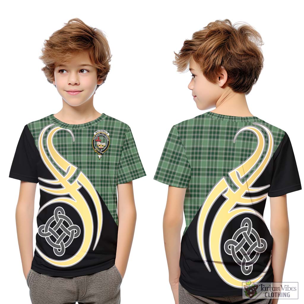 MacDonald Lord of the Isles Hunting Tartan Kid T-Shirt with Family Crest and Celtic Symbol Style Youth XL Size14 - Tartan Vibes Clothing