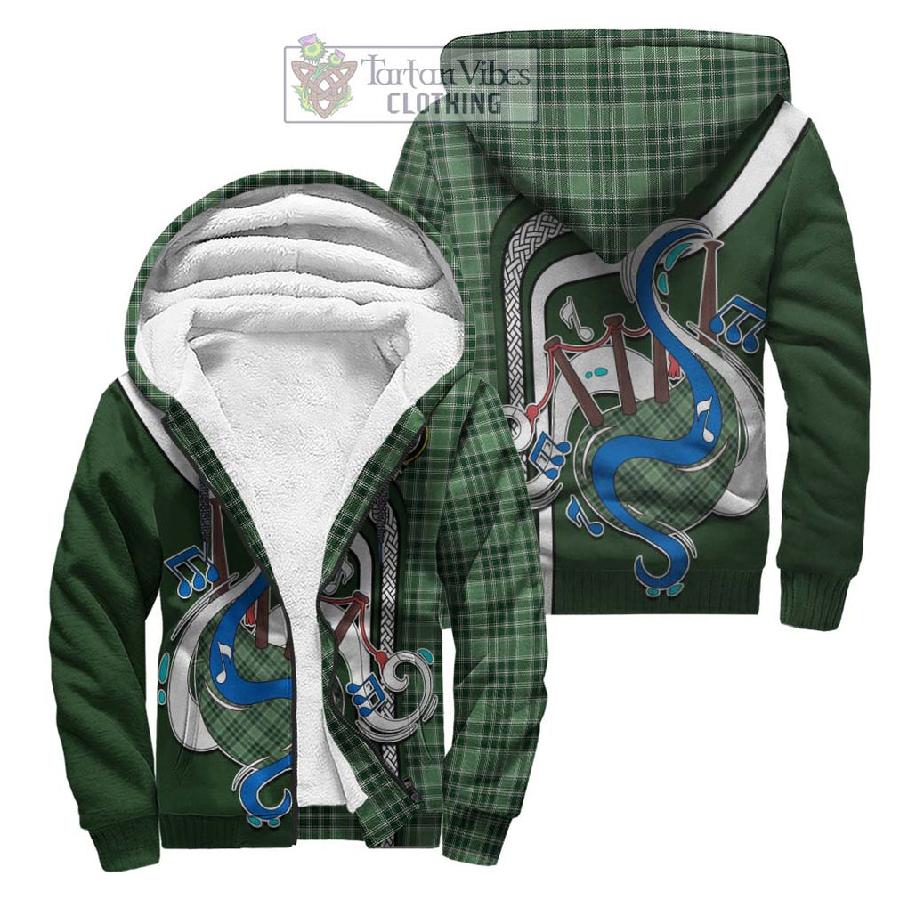 MacDonald Lord of the Isles Hunting Tartan Sherpa Hoodie with Epic Bagpipe Style Unisex S - Tartanvibesclothing Shop