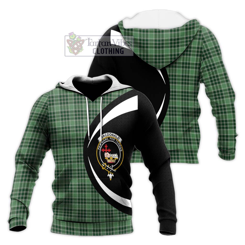 MacDonald Lord of the Isles Hunting Tartan Knitted Hoodie with Family Crest Circle Style Unisex Knitted Pullover Hoodie - Tartan Vibes Clothing