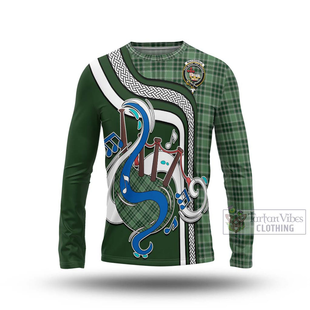 Tartan Vibes Clothing MacDonald Lord of the Isles Hunting Tartan Long Sleeve T-Shirt with Epic Bagpipe Style