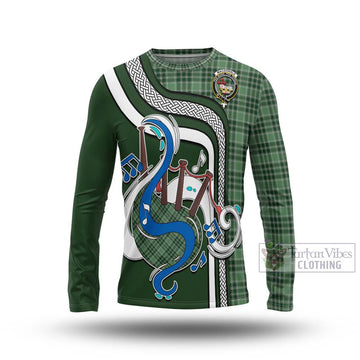 MacDonald Lord of the Isles Hunting Tartan Long Sleeve T-Shirt with Epic Bagpipe Style