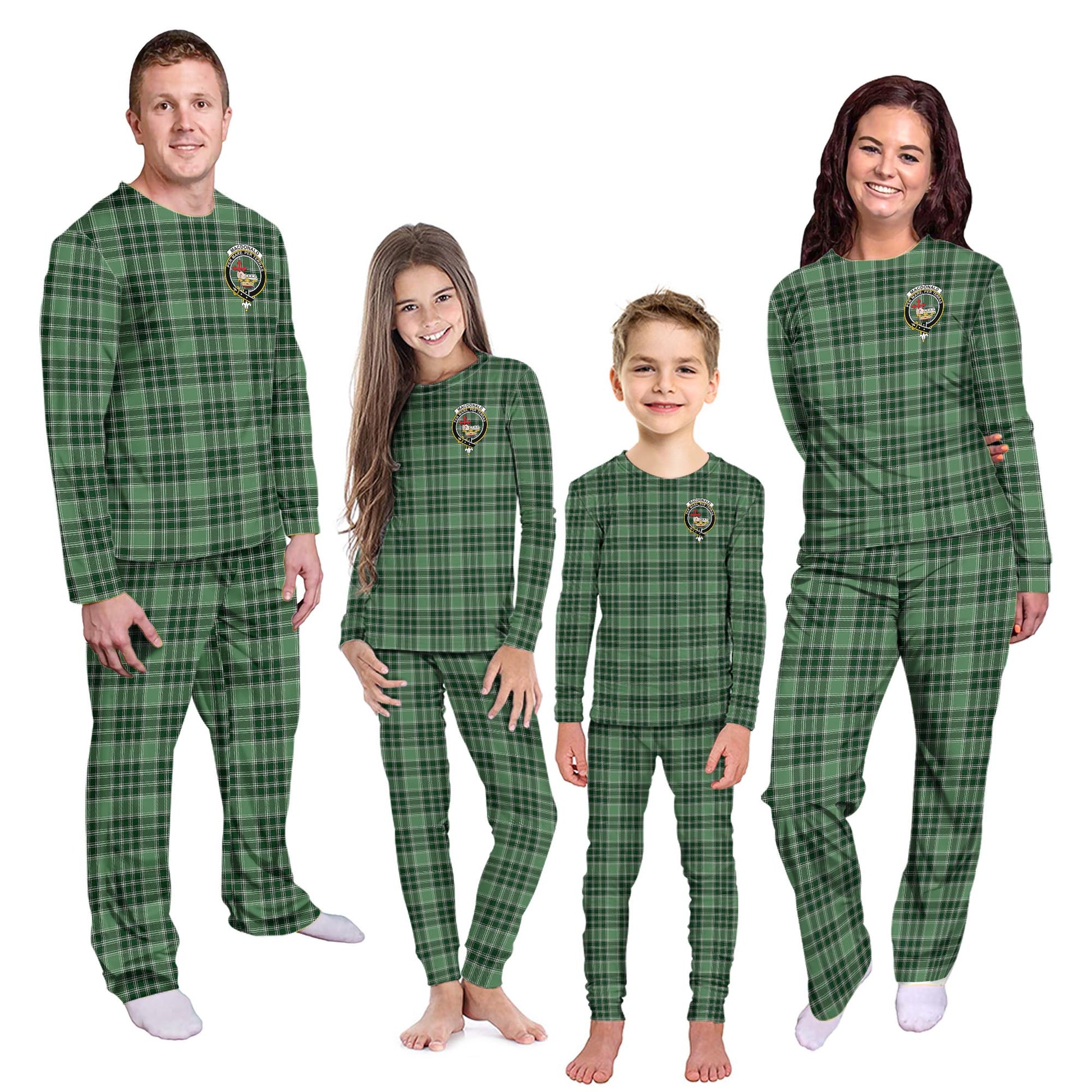 MacDonald Lord of the Isles Hunting Tartan Pajamas Family Set with Family Crest - Tartanvibesclothing