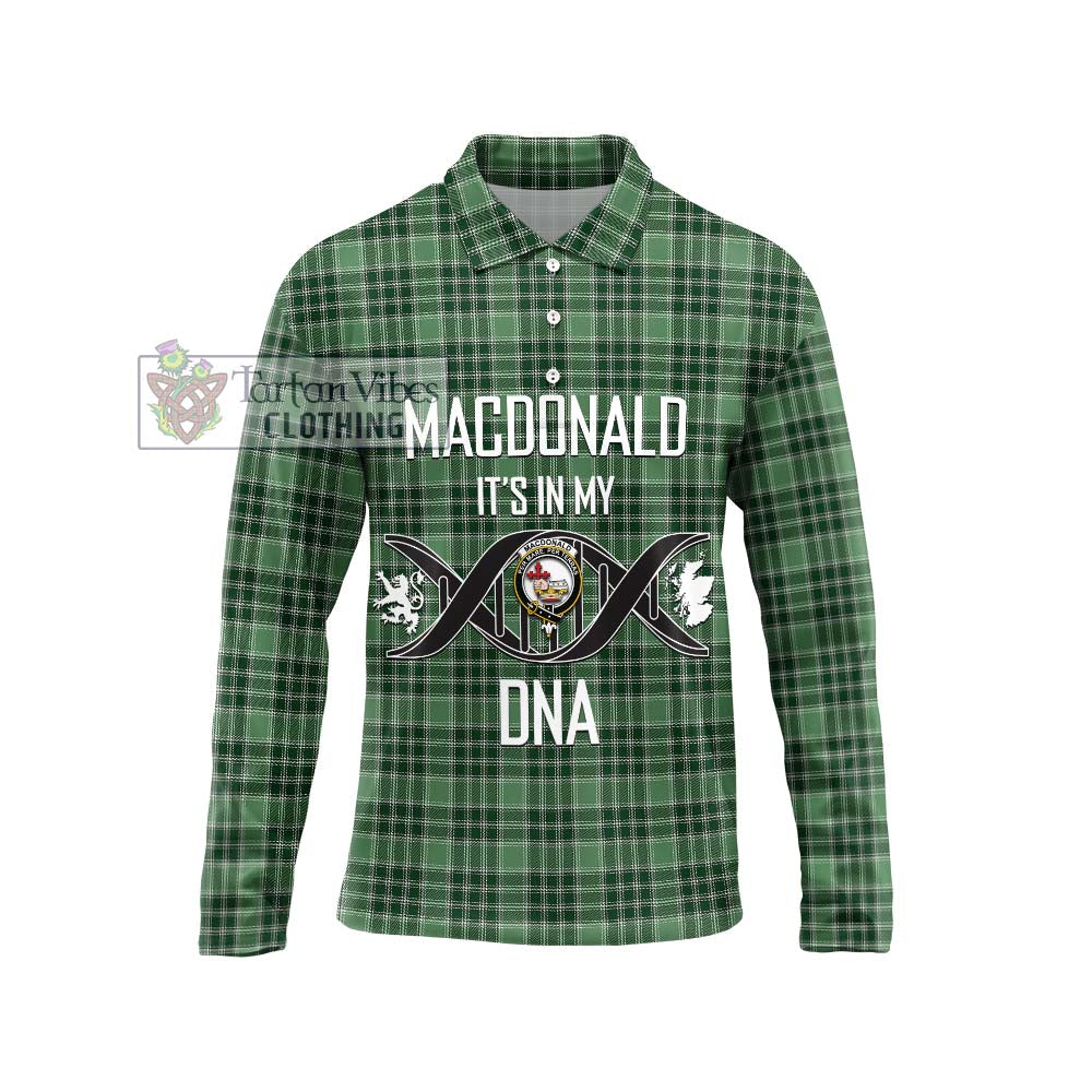 MacDonald Lord of the Isles Hunting Tartan Long Sleeve Polo Shirt with Family Crest DNA In Me Style Unisex - Tartanvibesclothing Shop