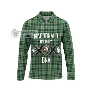 MacDonald Lord of the Isles Hunting Tartan Long Sleeve Polo Shirt with Family Crest DNA In Me Style