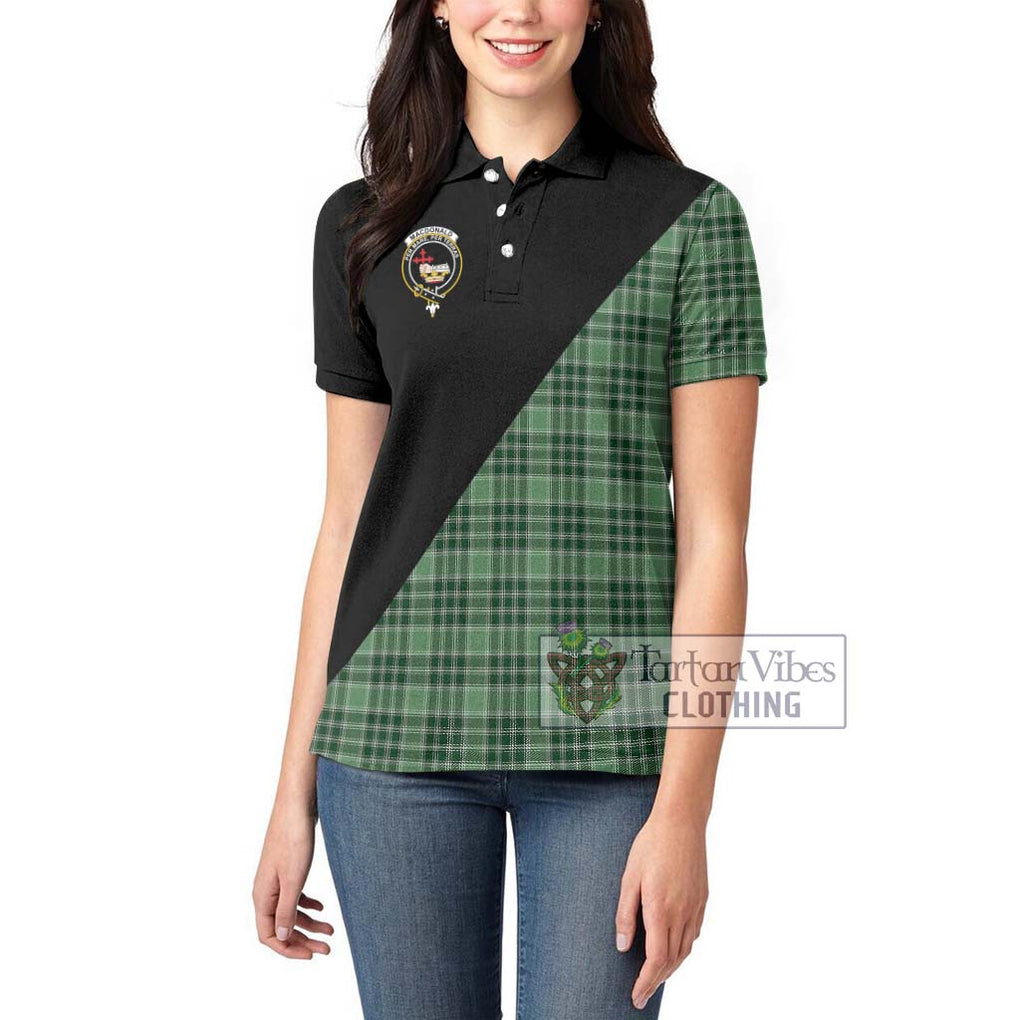 MacDonald Lord of the Isles Hunting Tartan Women's Polo Shirt with Family Crest and Military Logo Style - Tartanvibesclothing Shop