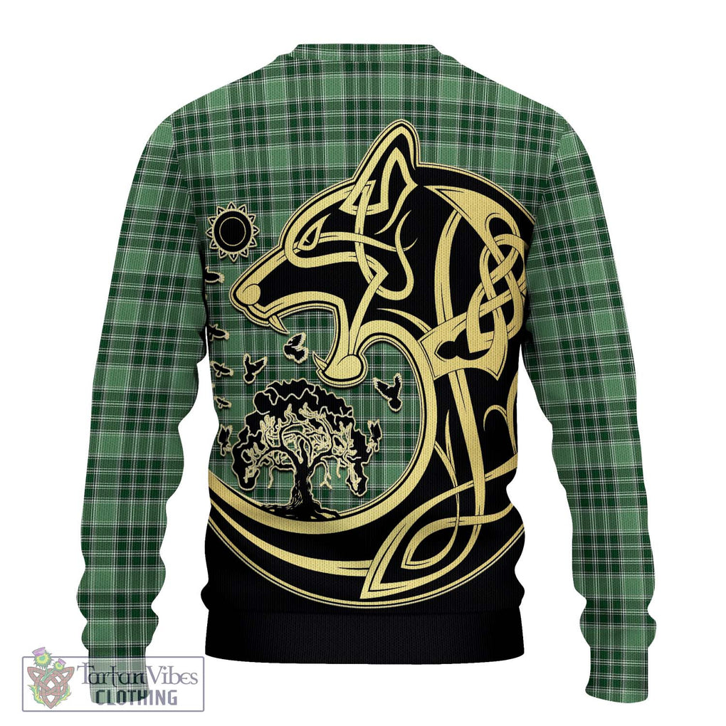 MacDonald Lord of the Isles Hunting Tartan Knitted Sweater with Family Crest Celtic Wolf Style - Tartan Vibes Clothing