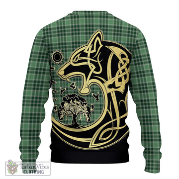 MacDonald Lord of the Isles Hunting Tartan Ugly Sweater with Family Crest Celtic Wolf Style