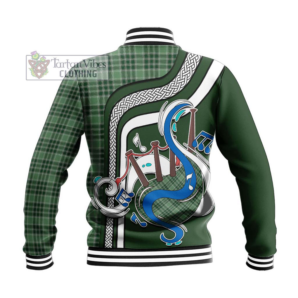 Tartan Vibes Clothing MacDonald Lord of the Isles Hunting Tartan Baseball Jacket with Epic Bagpipe Style