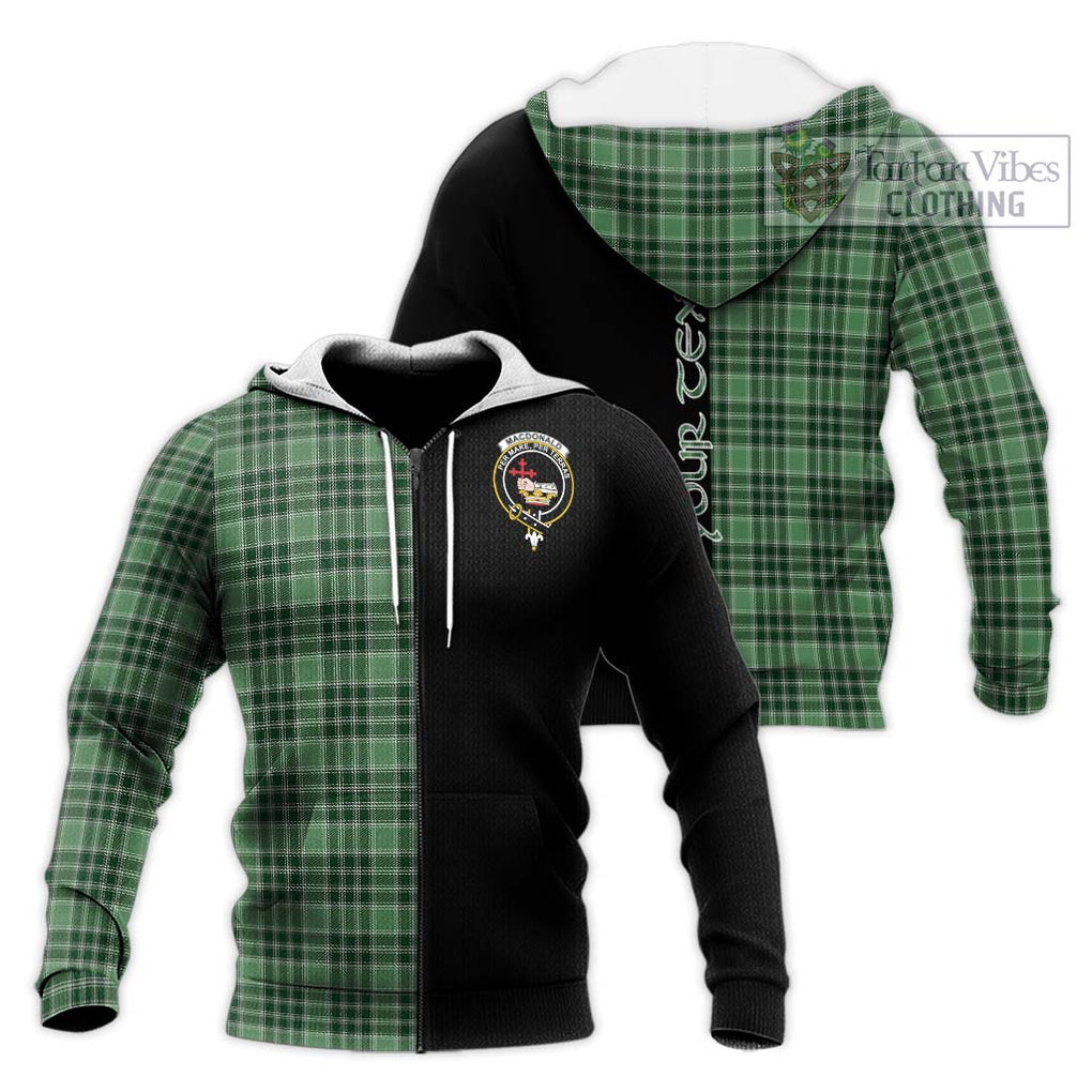 MacDonald Lord of the Isles Hunting Tartan Knitted Hoodie with Family Crest and Half Of Me Style Unisex Knitted Zip Hoodie - Tartanvibesclothing Shop