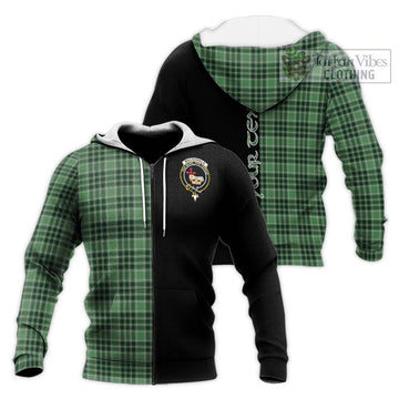 MacDonald Lord of the Isles Hunting Tartan Knitted Hoodie with Family Crest and Half Of Me Style