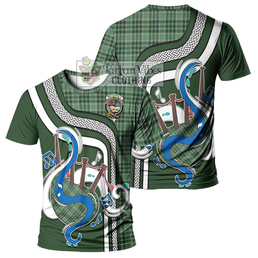 MacDonald Lord of the Isles Hunting Tartan T-Shirt with Epic Bagpipe Style - Tartanvibesclothing Shop