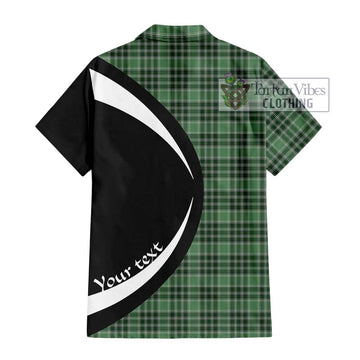 MacDonald Lord of the Isles Hunting Tartan Short Sleeve Button Up with Family Crest Circle Style