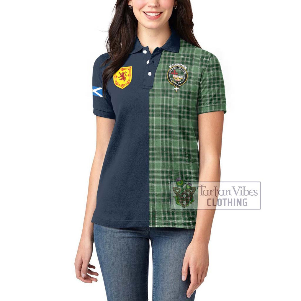 Tartan Vibes Clothing MacDonald Lord of the Isles Hunting Tartan Women's Polo Shirt with Scottish Lion Royal Arm Half Style