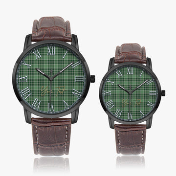 MacDonald Lord of the Isles Hunting Tartan Personalized Your Text Leather Trap Quartz Watch