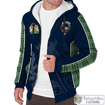 MacDonald Lord of the Isles Hunting Tartan Sherpa Hoodie with Family Crest and Scottish Thistle Vibes Sport Style