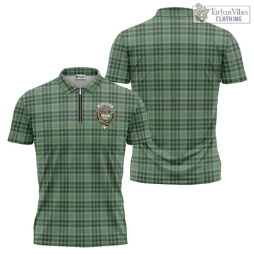 MacDonald Lord of the Isles Hunting Tartan Zipper Polo Shirt with Family Crest