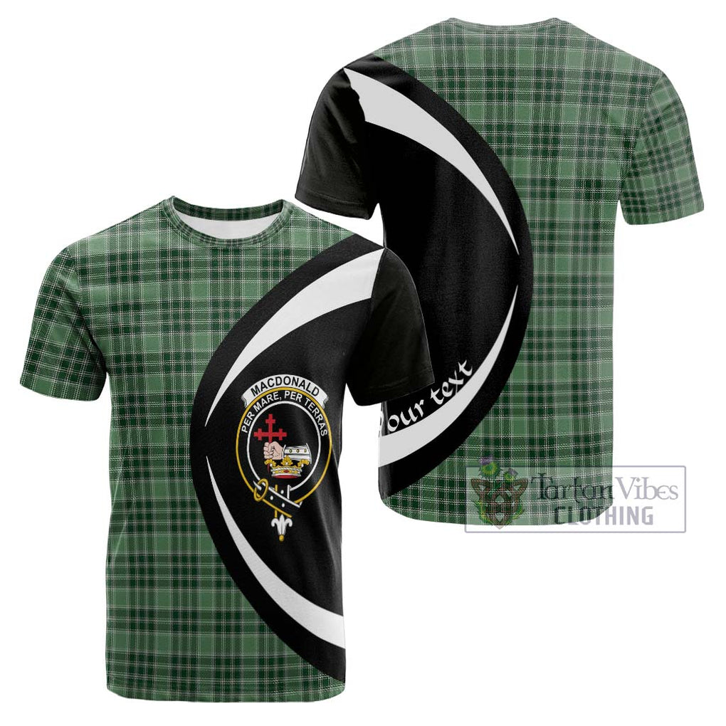 Tartan Vibes Clothing MacDonald Lord of the Isles Hunting Tartan Cotton T-shirt with Family Crest Circle Style