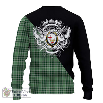 MacDonald Lord of the Isles Hunting Tartan Ugly Sweater with Family Crest and Military Logo Style