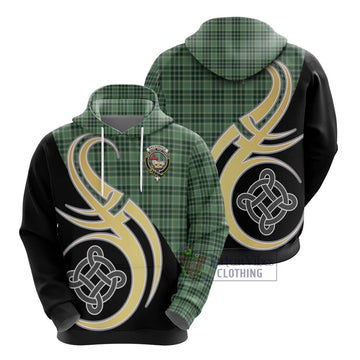 MacDonald Lord of the Isles Hunting Tartan Hoodie with Family Crest and Celtic Symbol Style