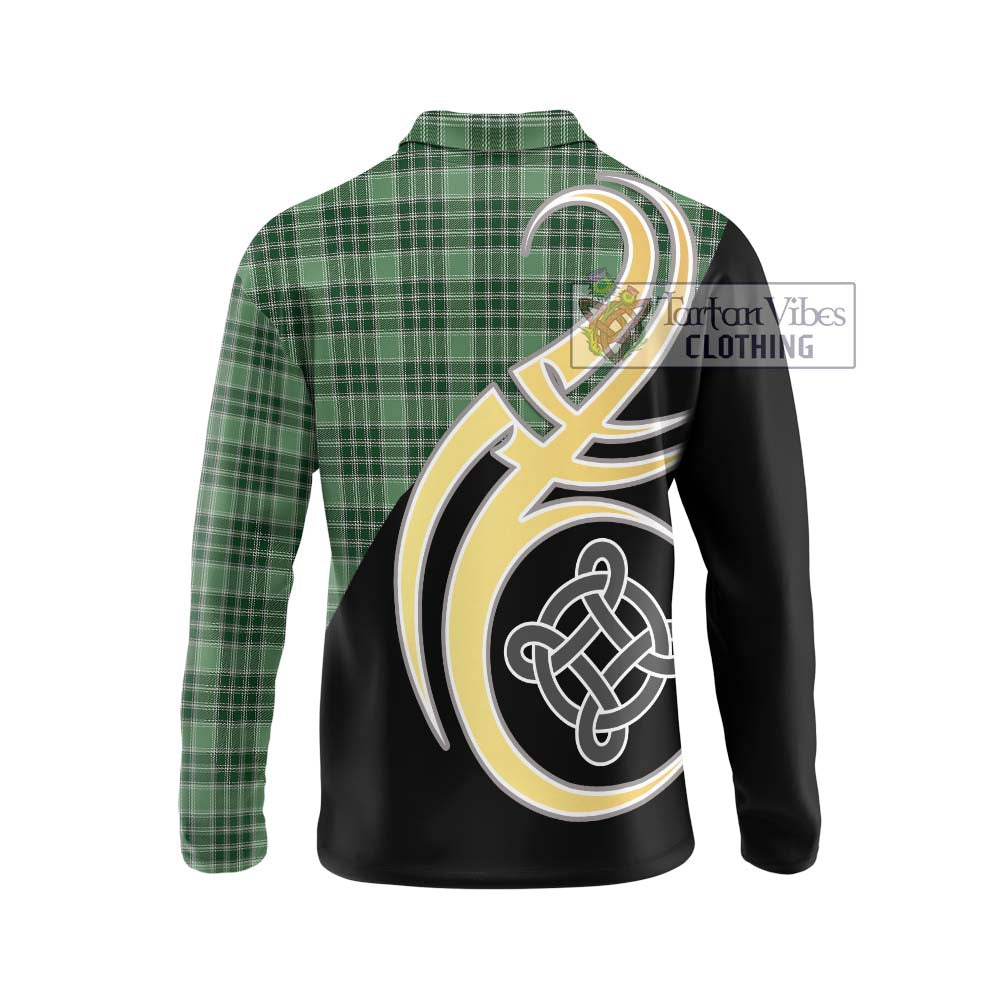 MacDonald Lord of the Isles Hunting Tartan Long Sleeve Polo Shirt with Family Crest and Celtic Symbol Style - Tartan Vibes Clothing