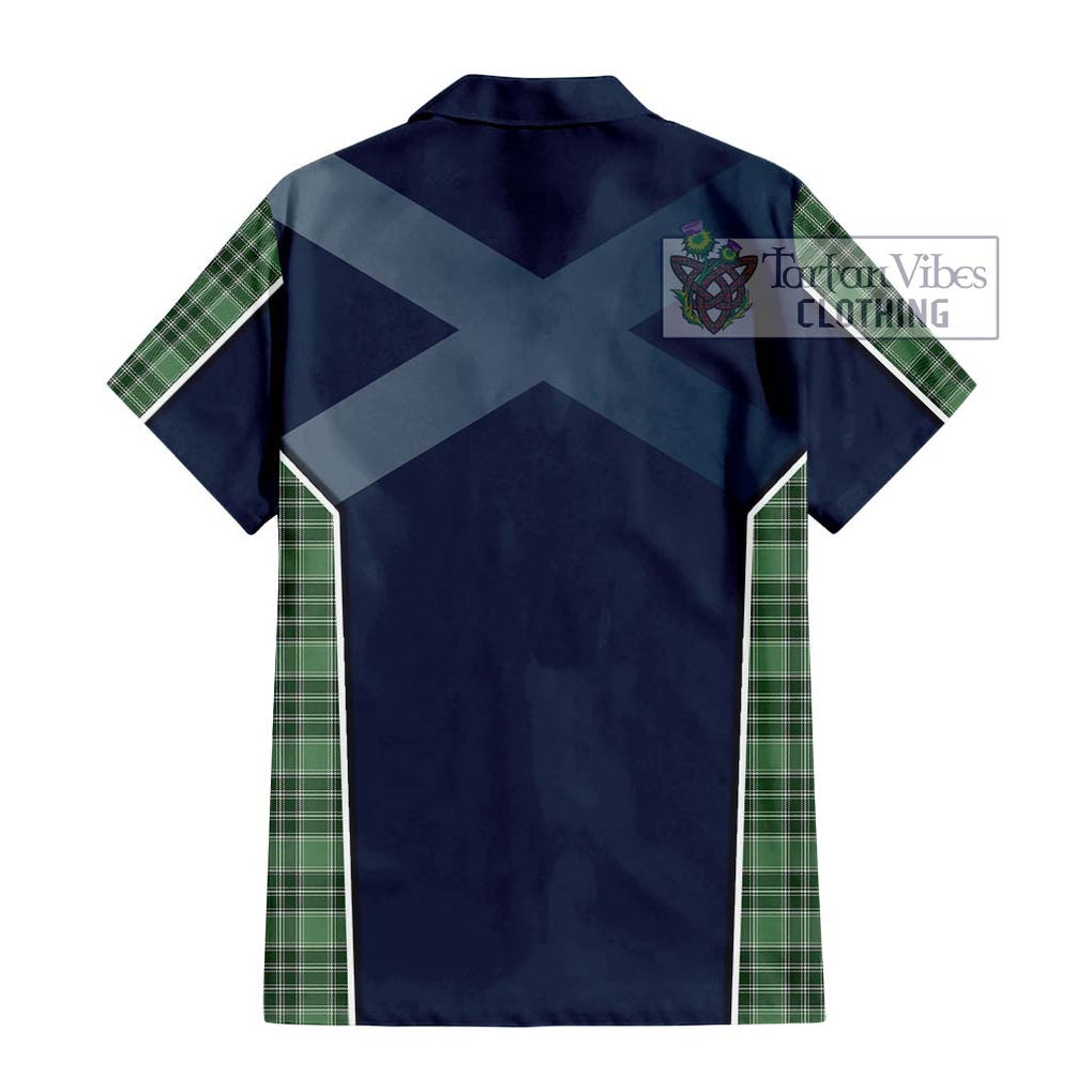 MacDonald Lord of the Isles Hunting Tartan Short Sleeve Button Shirt with Family Crest and Lion Rampant Vibes Sport Style - Tartan Vibes Clothing