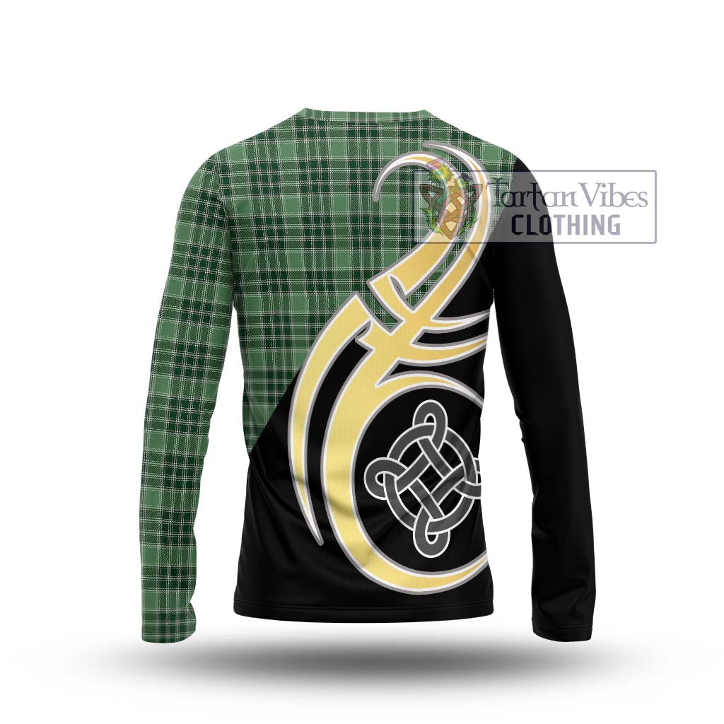 MacDonald Lord of the Isles Hunting Tartan Long Sleeve T-Shirt with Family Crest and Celtic Symbol Style - Tartan Vibes Clothing