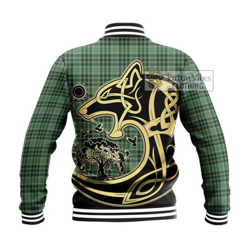 MacDonald Lord of the Isles Hunting Tartan Baseball Jacket with Family Crest Celtic Wolf Style