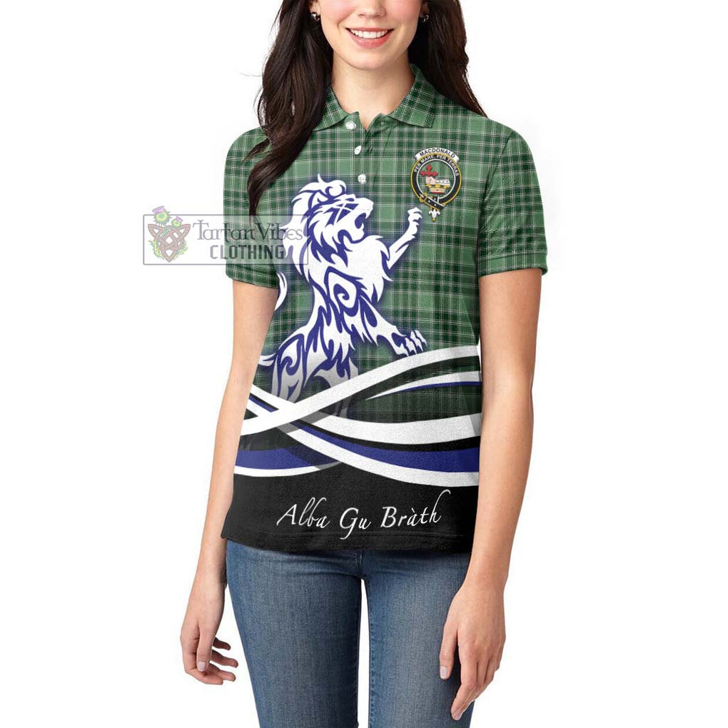 MacDonald Lord of the Isles Hunting Tartan Women's Polo Shirt with Alba Gu Brath Regal Lion Emblem - Tartanvibesclothing Shop