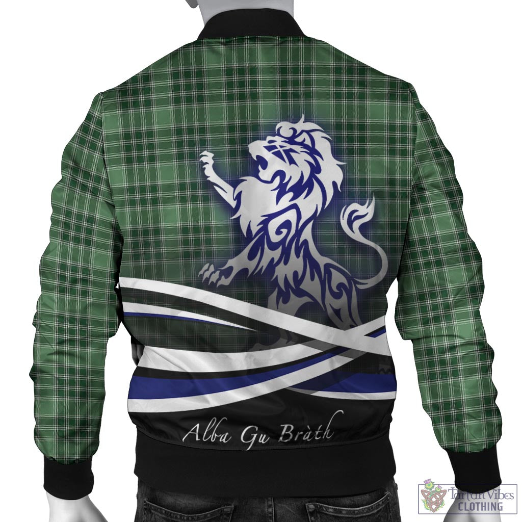 Tartan Vibes Clothing MacDonald Lord of the Isles Hunting Tartan Bomber Jacket with Alba Gu Brath Regal Lion Emblem