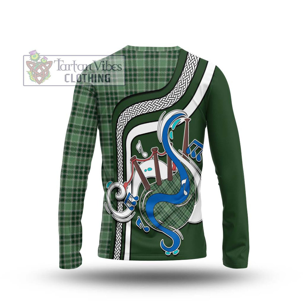 Tartan Vibes Clothing MacDonald Lord of the Isles Hunting Tartan Long Sleeve T-Shirt with Epic Bagpipe Style