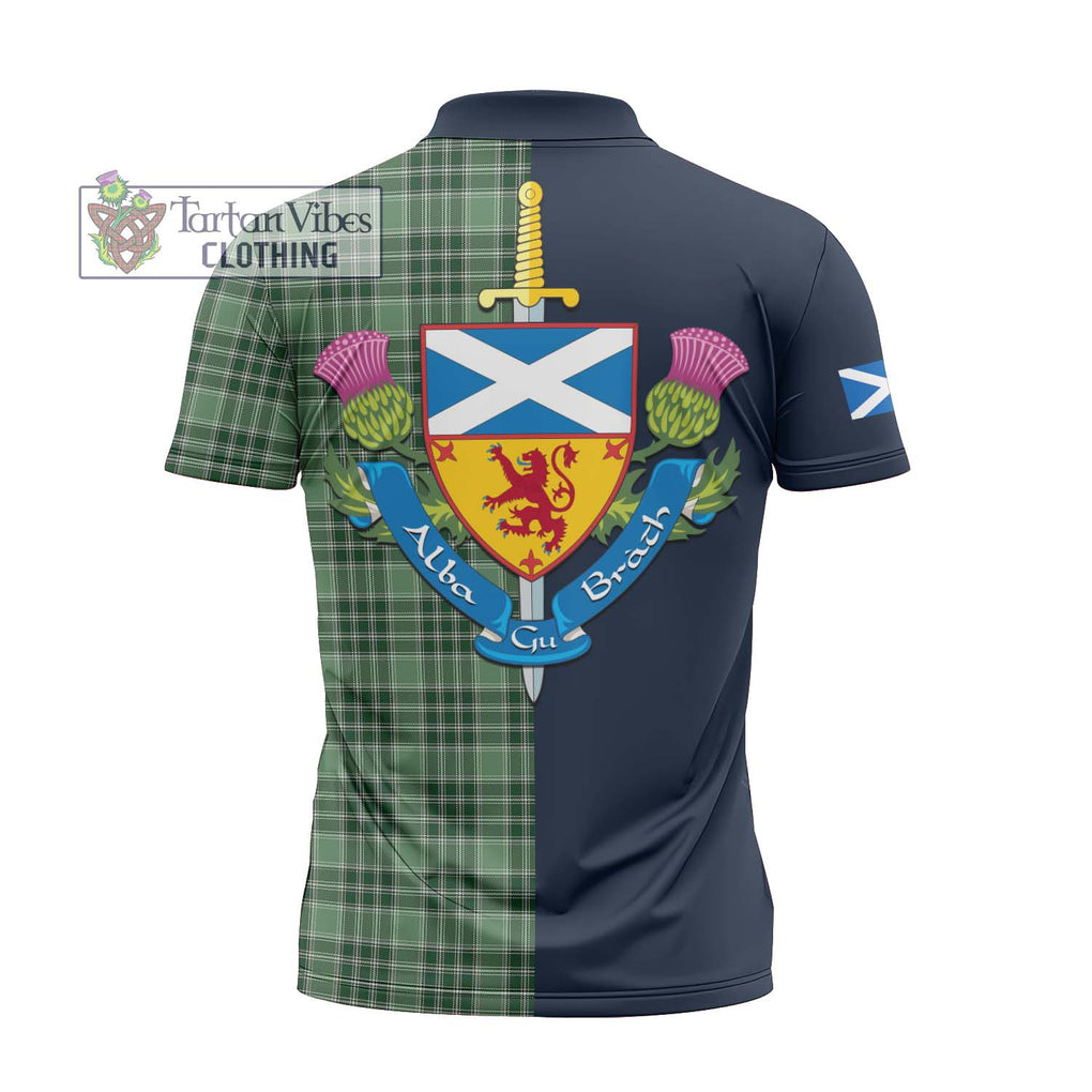 Tartan Vibes Clothing MacDonald Lord of the Isles Hunting Tartan Zipper Polo Shirt with Scottish Lion Royal Arm Half Style