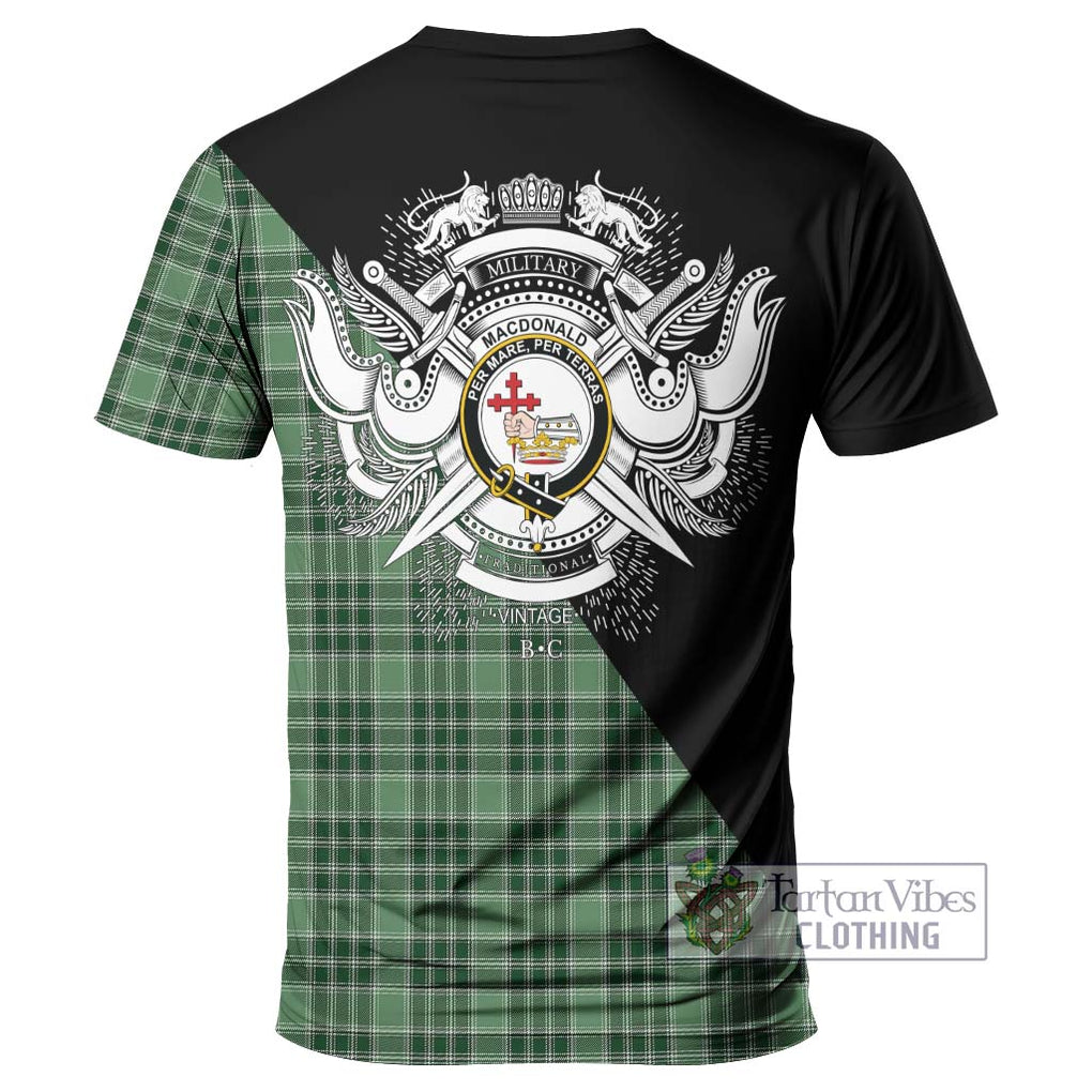 MacDonald Lord of the Isles Hunting Tartan T-Shirt with Family Crest and Military Logo Style - Tartanvibesclothing Shop