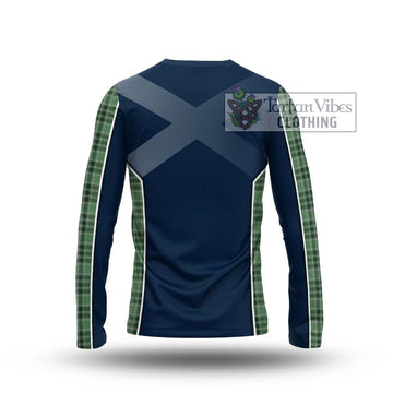 MacDonald Lord of the Isles Hunting Tartan Long Sleeve T-Shirt with Family Crest and Lion Rampant Vibes Sport Style