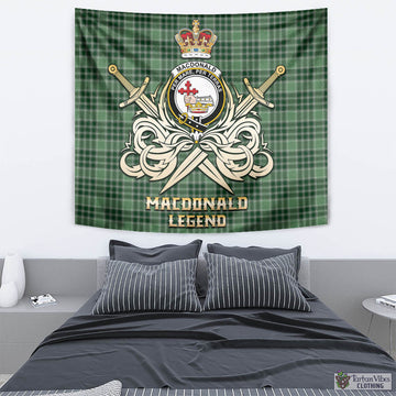 MacDonald Lord of the Isles Hunting Tartan Tapestry with Clan Crest and the Golden Sword of Courageous Legacy