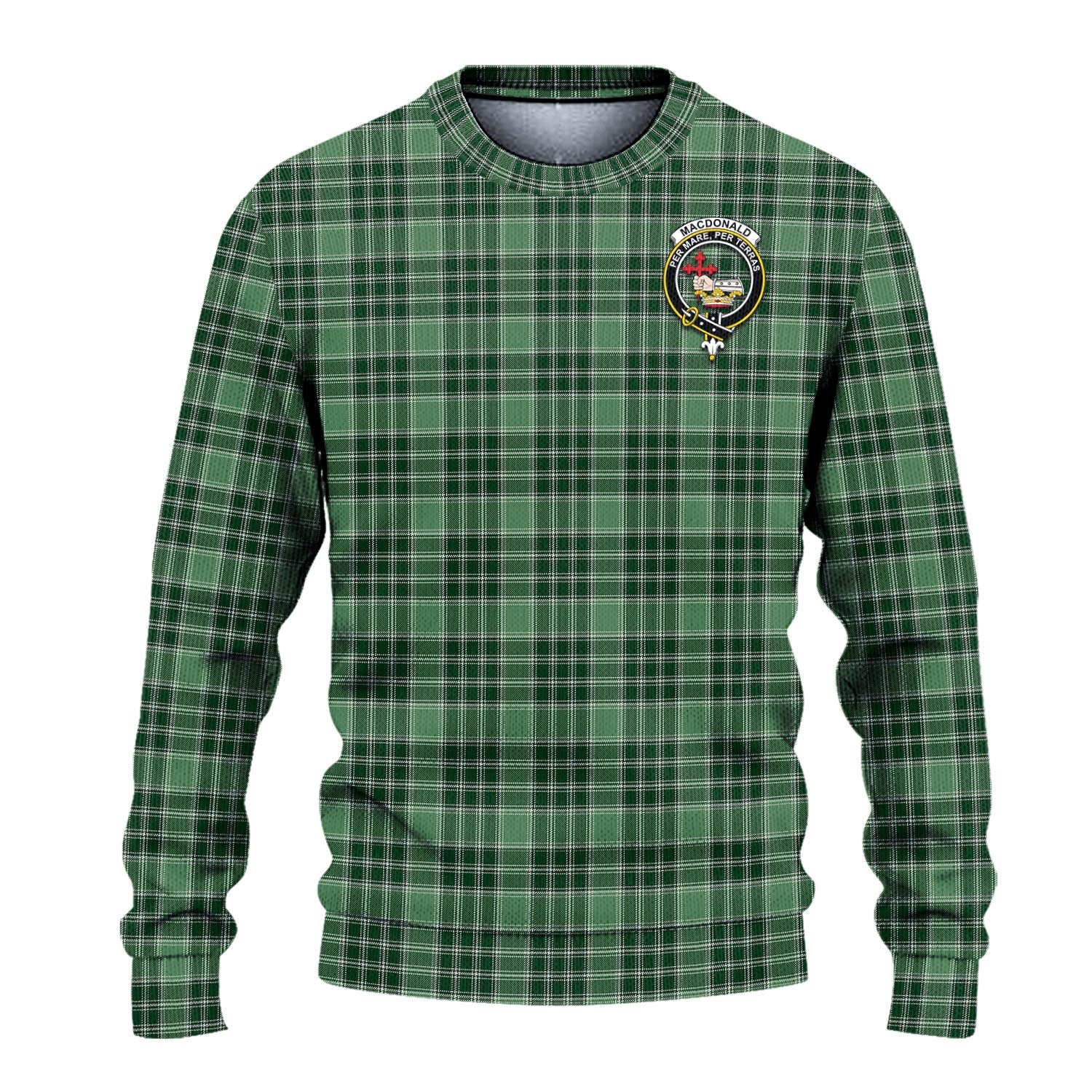 MacDonald Lord of the Isles Hunting Tartan Knitted Sweater with Family Crest - Tartanvibesclothing