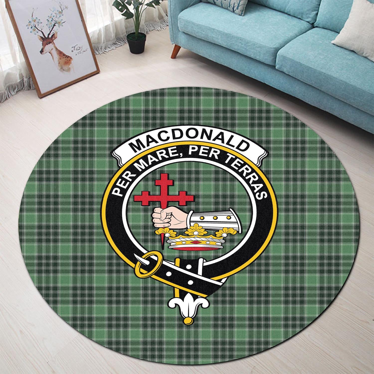 macdonald-lord-of-the-isles-hunting-tartan-round-rug-with-family-crest